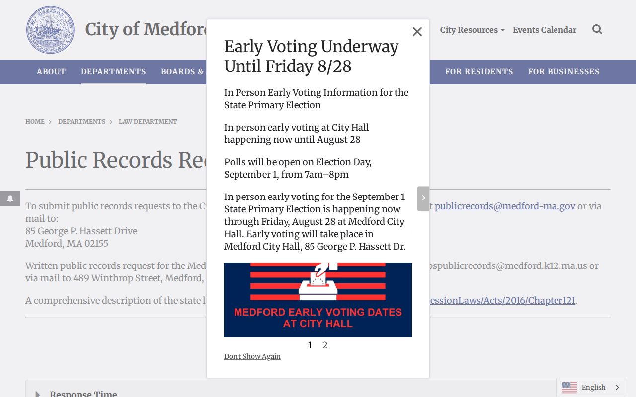 Medford residents directory public records request instructions
